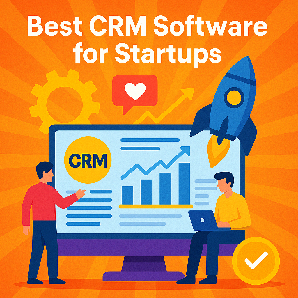 RM software interface illustration with male business professional analyzing customer data on a digital dashboard